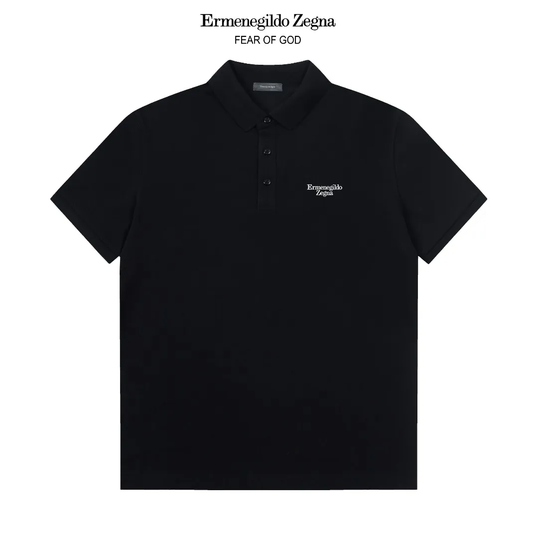 ZENGA Classic LOGO Polo ， Retro Same Style Versatile : White Black Size：M-3XL